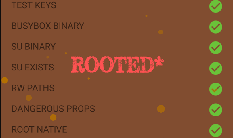 Screenshot da tela do aplicativo RootBeer Sample.